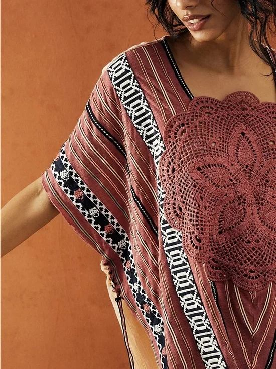 NWT Free People Crochet Tunic Top XS Antique Combo Boho Lagenlook Cottagecore - Picture 15 of 15